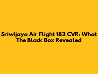 Sriwijaya Air Flight 182 CVR: What The Black Box Revealed