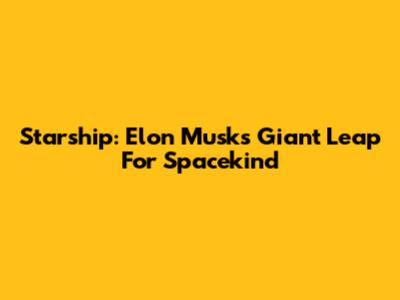Starship: Elon Musk's Giant Leap For Spacekind