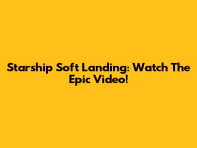 Starship Soft Landing: Watch The Epic Video!