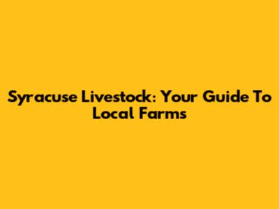 Syracuse Livestock: Your Guide To Local Farms