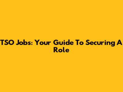 TSO Jobs: Your Guide To Securing A Role
