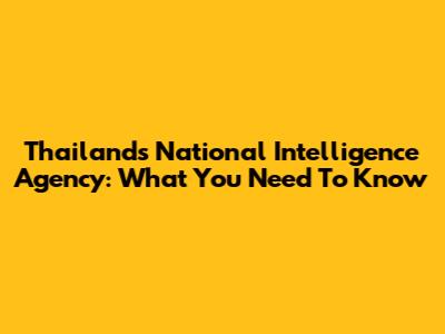 Thailand's National Intelligence Agency: What You Need To Know