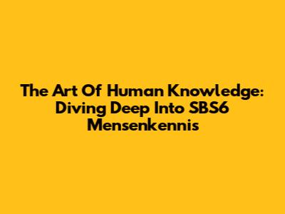 The Art Of Human Knowledge: Diving Deep Into SBS6 Mensenkennis