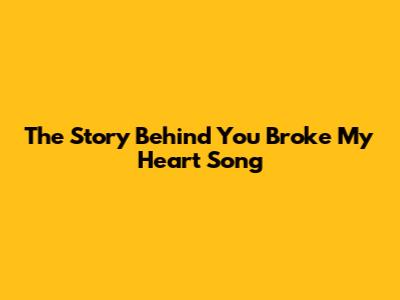 The Story Behind "You Broke My Heart" Song
