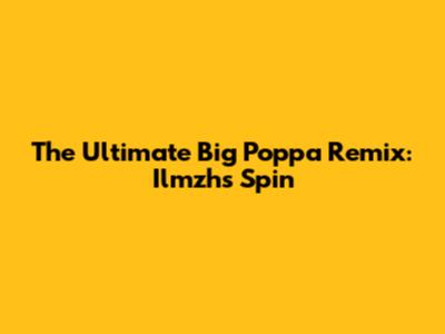 The Ultimate Big Poppa Remix: Ilmzh's Spin