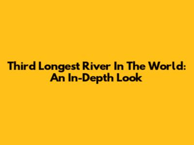 Third Longest River In The World: An In-Depth Look