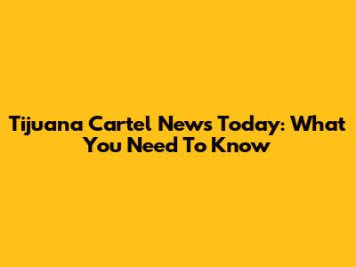Tijuana Cartel News Today: What You Need To Know