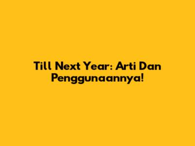 Till Next Year: Arti Dan Penggunaannya!