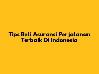 Tips Beli Asuransi Perjalanan Terbaik Di Indonesia