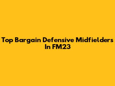 Top Bargain Defensive Midfielders In FM23