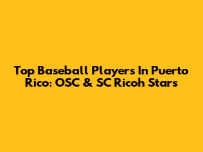 Top Baseball Players In Puerto Rico: OSC & SC Ricoh Stars