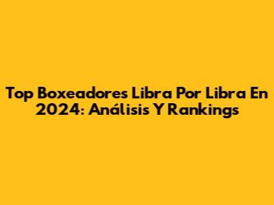 Top Boxeadores Libra Por Libra En 2024: Análisis Y Rankings