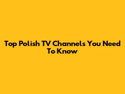 Top Polish TV Channels You Need To Know