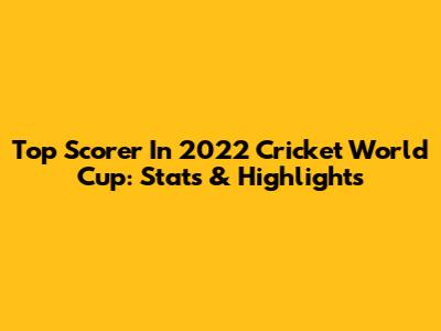 Top Scorer In 2022 Cricket World Cup: Stats & Highlights