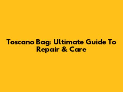 Toscano Bag: Ultimate Guide To Repair & Care