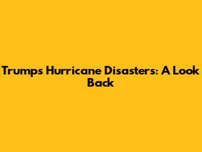 Trump's Hurricane Disasters: A Look Back