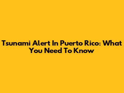 Tsunami Alert In Puerto Rico: What You Need To Know