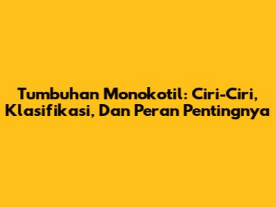 Tumbuhan Monokotil: Ciri-Ciri, Klasifikasi, Dan Peran Pentingnya