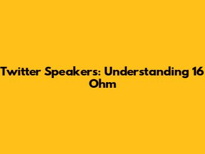 Twitter Speakers: Understanding 16 Ohm