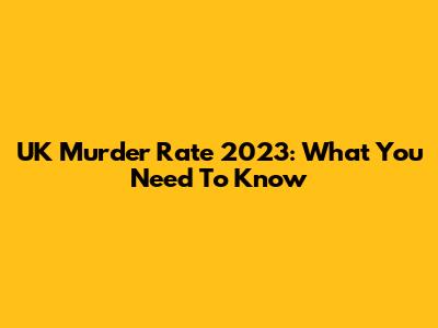 UK Murder Rate 2023: What You Need To Know