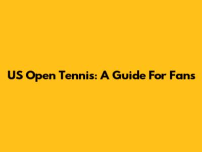 US Open Tennis: A Guide For Fans
