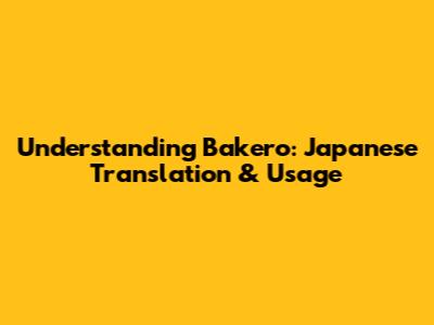 Understanding "Bakero": Japanese Translation & Usage
