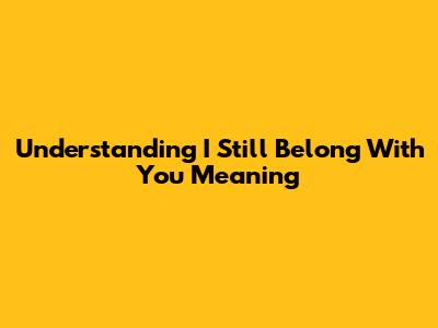 Understanding 'I Still Belong With You' Meaning