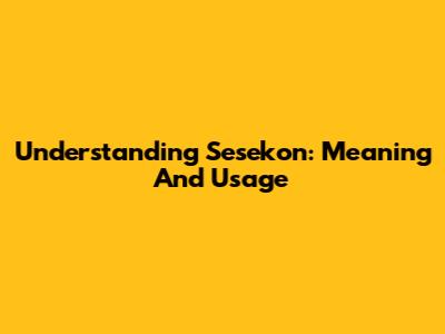 Understanding 'Sesekon': Meaning And Usage