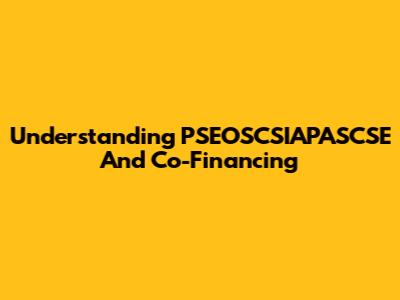 Understanding PSEOSCSIAPASCSE And Co-Financing