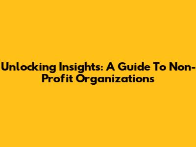 Unlocking Insights: A Guide To Non-Profit Organizations