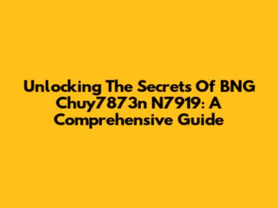 Unlocking The Secrets Of BNG Chuy7873n N7919: A Comprehensive Guide