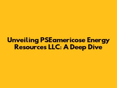 Unveiling PSEamericose Energy Resources LLC: A Deep Dive