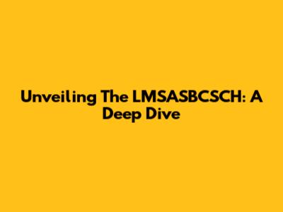 Unveiling The LMSASBCSCH: A Deep Dive