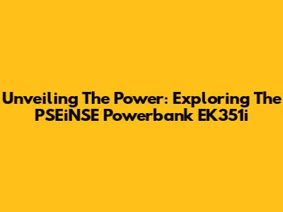 Unveiling The Power: Exploring The PSEiNSE Powerbank EK351i