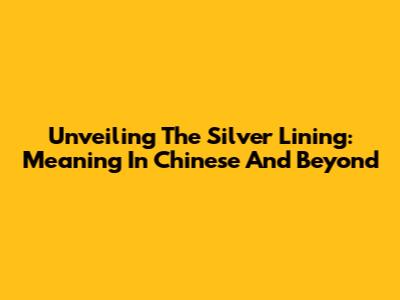 Unveiling The Silver Lining: Meaning In Chinese And Beyond