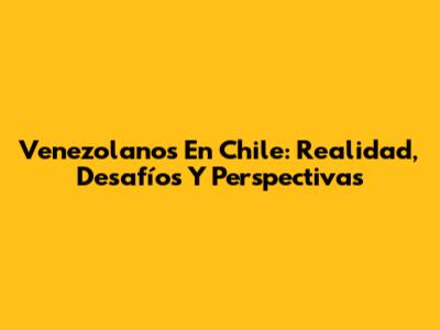 Venezolanos En Chile: Realidad, Desafíos Y Perspectivas