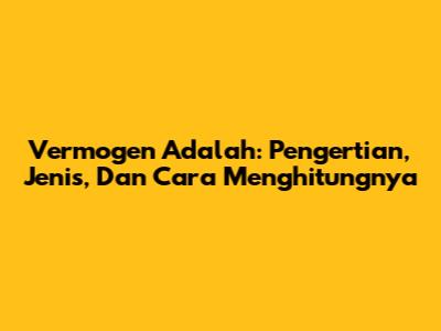 Vermogen Adalah: Pengertian, Jenis, Dan Cara Menghitungnya