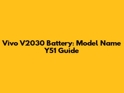Vivo V2030 Battery: Model Name Y51 Guide