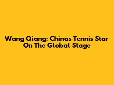 Wang Qiang: China's Tennis Star On The Global Stage