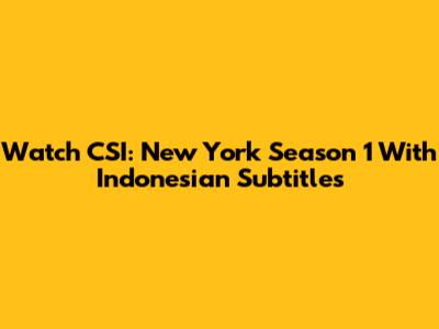 Watch CSI: New York Season 1 With Indonesian Subtitles