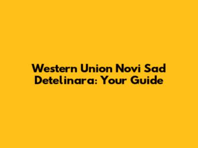 Western Union Novi Sad Detelinara: Your Guide