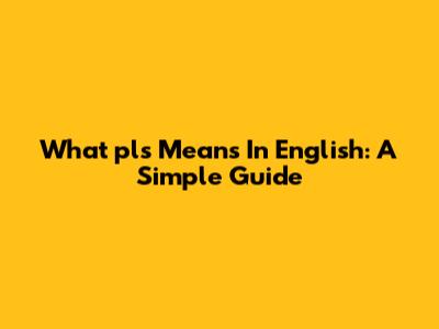 What 'pls' Means In English: A Simple Guide