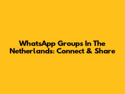WhatsApp Groups In The Netherlands: Connect & Share