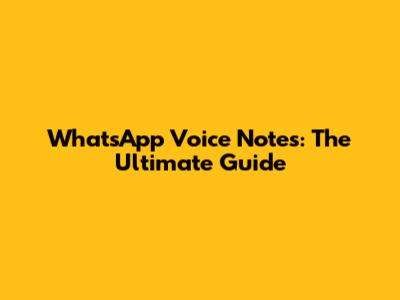 WhatsApp Voice Notes: The Ultimate Guide