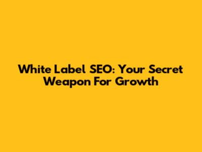 White Label SEO: Your Secret Weapon For Growth