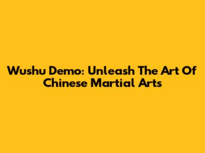 Wushu Demo: Unleash The Art Of Chinese Martial Arts