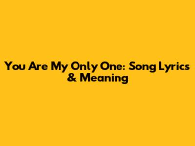 You Are My Only One: Song Lyrics & Meaning