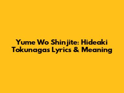 Yume Wo Shinjite: Hideaki Tokunaga's Lyrics & Meaning