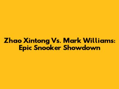 Zhao Xintong Vs. Mark Williams: Epic Snooker Showdown