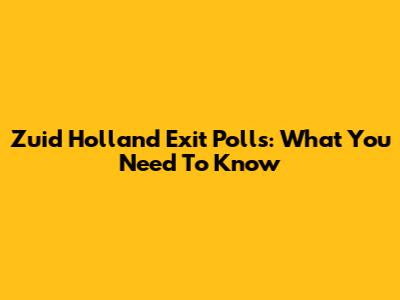 Zuid Holland Exit Polls: What You Need To Know
